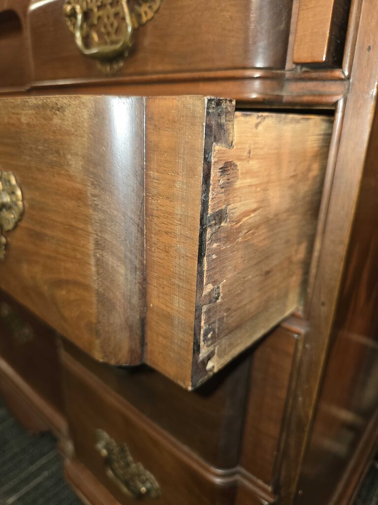 Early 19th Century Mahogany Bench Made Block Front Secretary Desk