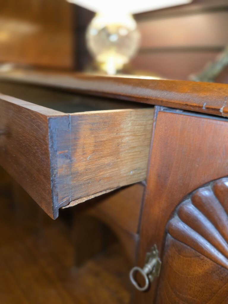 Early 19th Century Mahogany Bench Made Block Front Secretary Desk