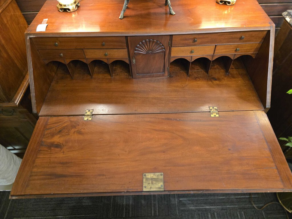Early 19th Century Mahogany Bench Made Block Front Secretary Desk