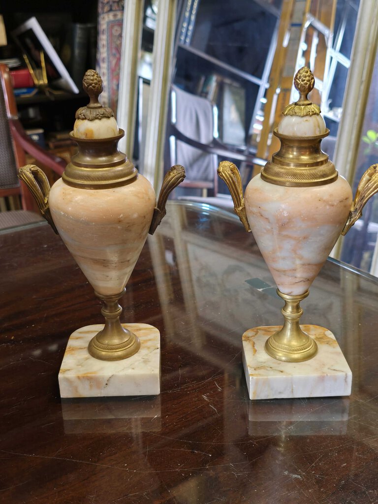 19th Century Pair of Small French Garniture Marble Vases