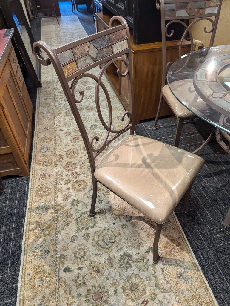 Metal Glass Top Table With Four Chairs