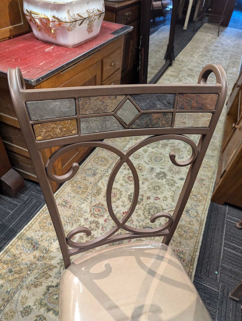 Metal Glass Top Table With Four Chairs