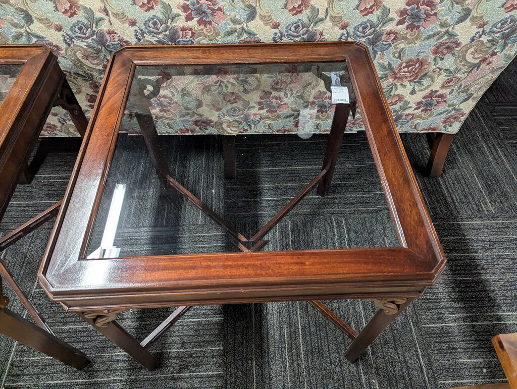 Mahogany Glass Top Side Table