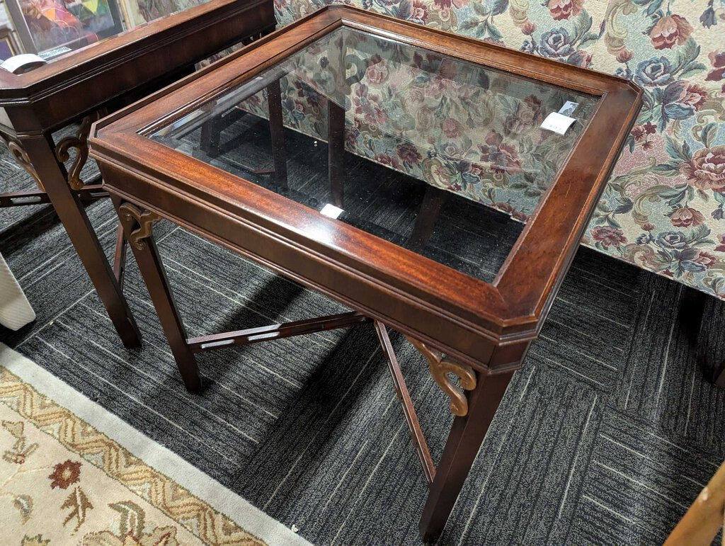 Mahogany Glass Top Side Table