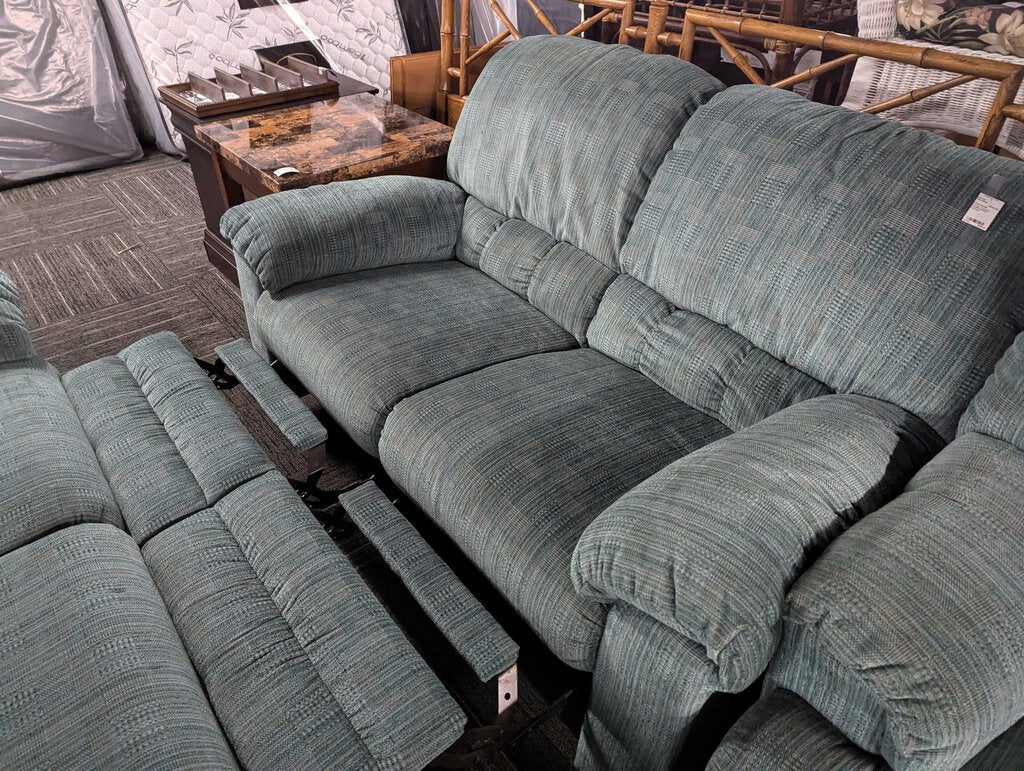 Vintage Turquoise Double Reclining Loveseat