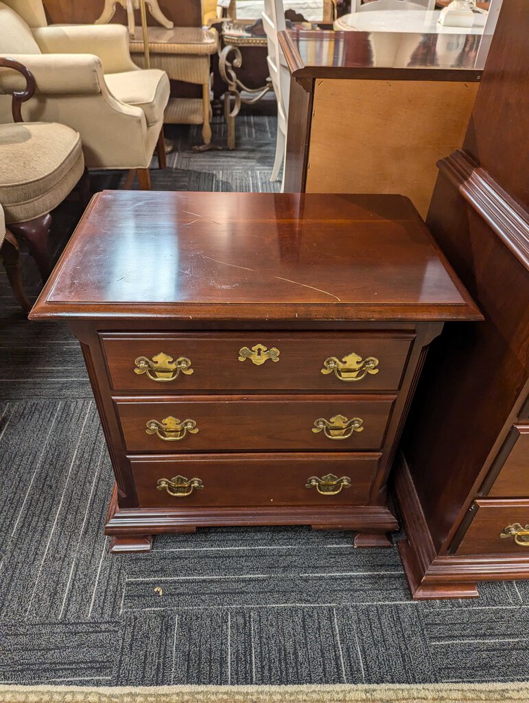 Cherry Three Drawer Nightstand