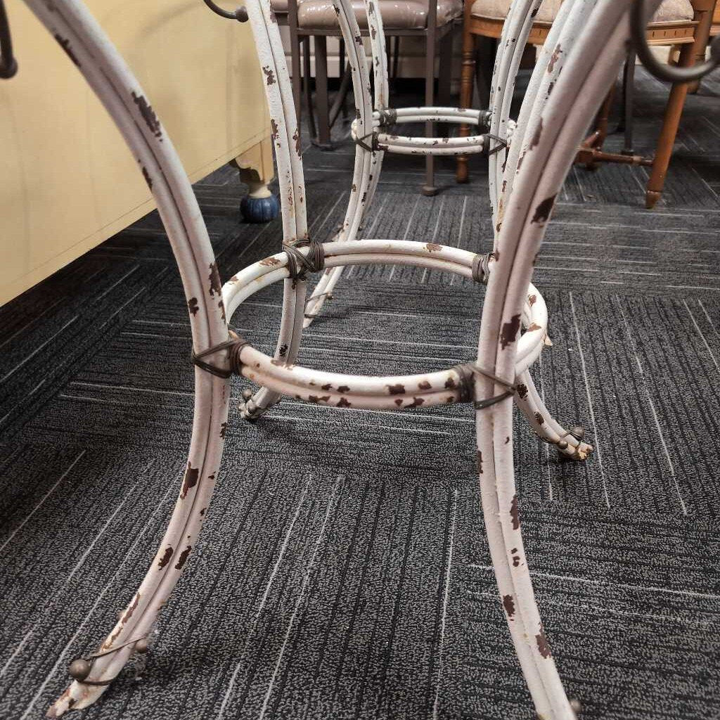 Pair of Wrought Iron Distressed Glass Top End Tables