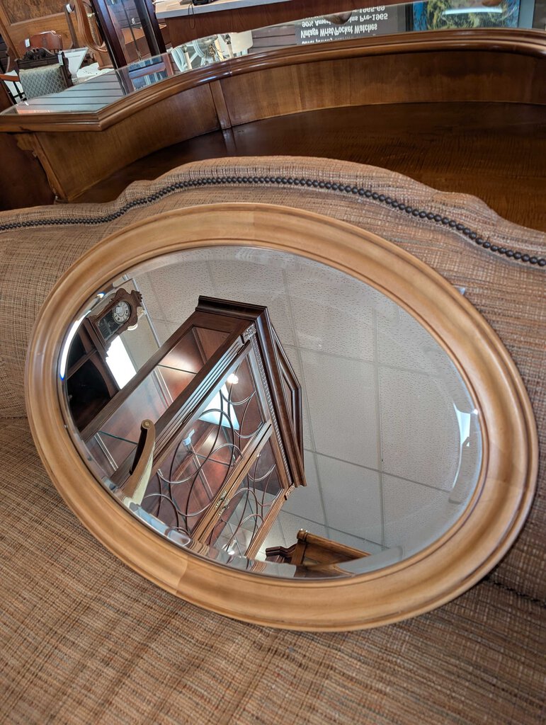 Contemporary Ethan Allen Oval Maple Mirror