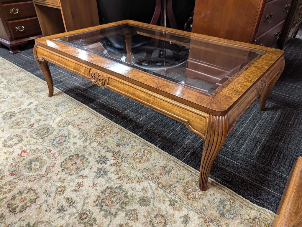 Burled Walnut Veneer Coffee Table