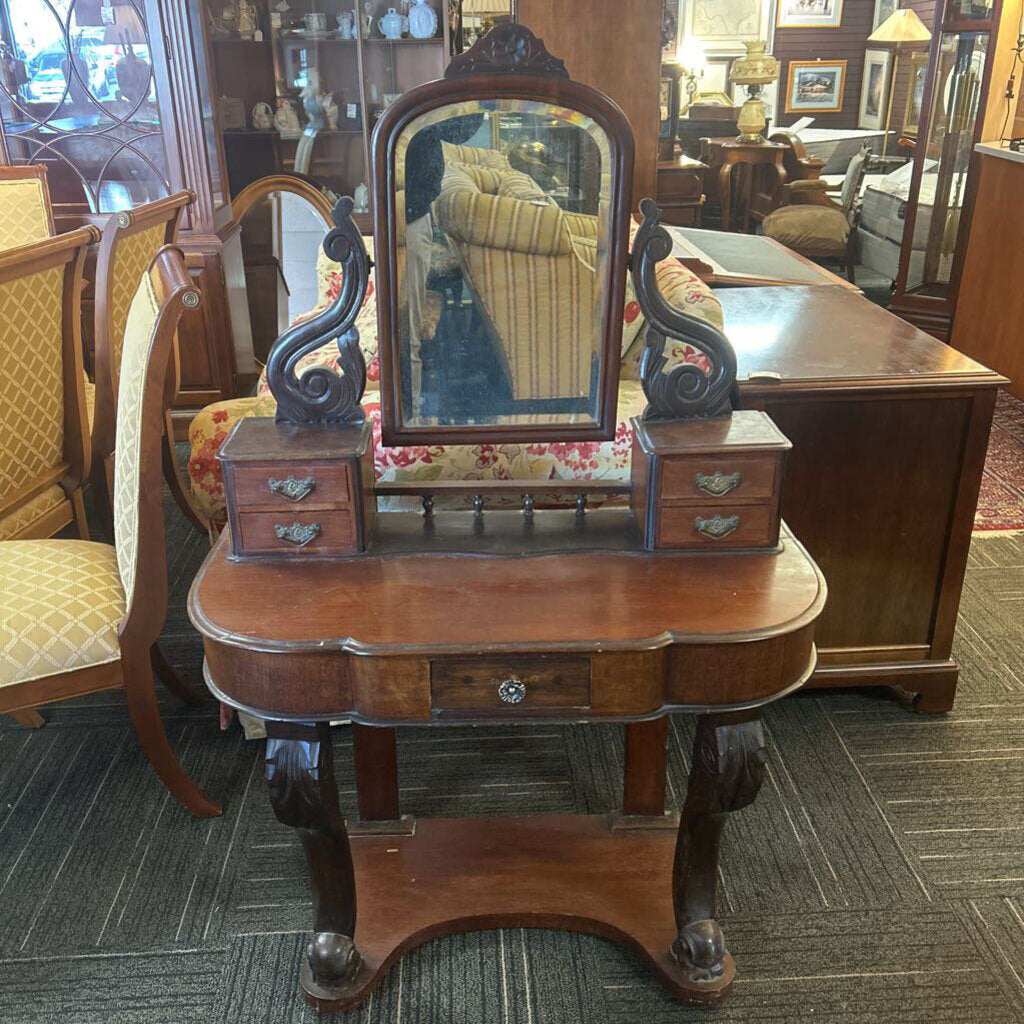 Diminutive Victorian Walnut Vanity w/ Mirror Circa 1880