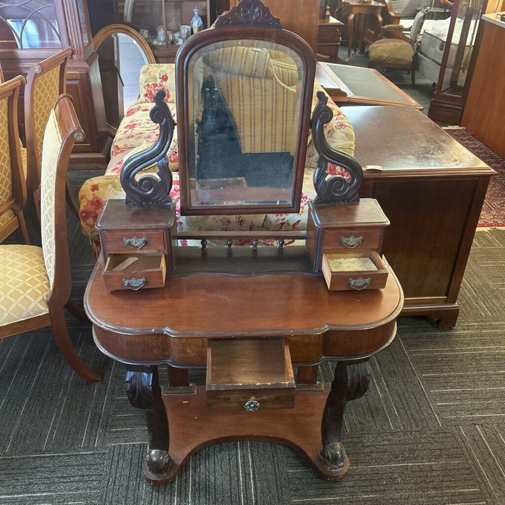 Diminutive Victorian Walnut Vanity w/ Mirror Circa 1880