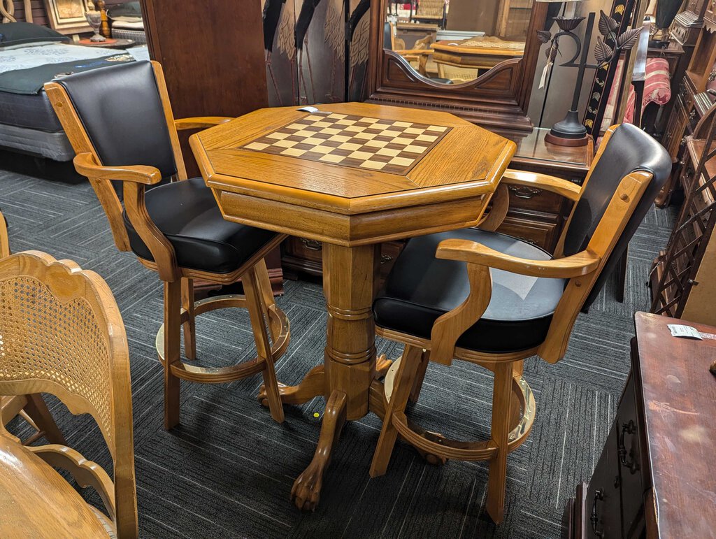 Bar Hight Game Table w/ 2 Arm Stools