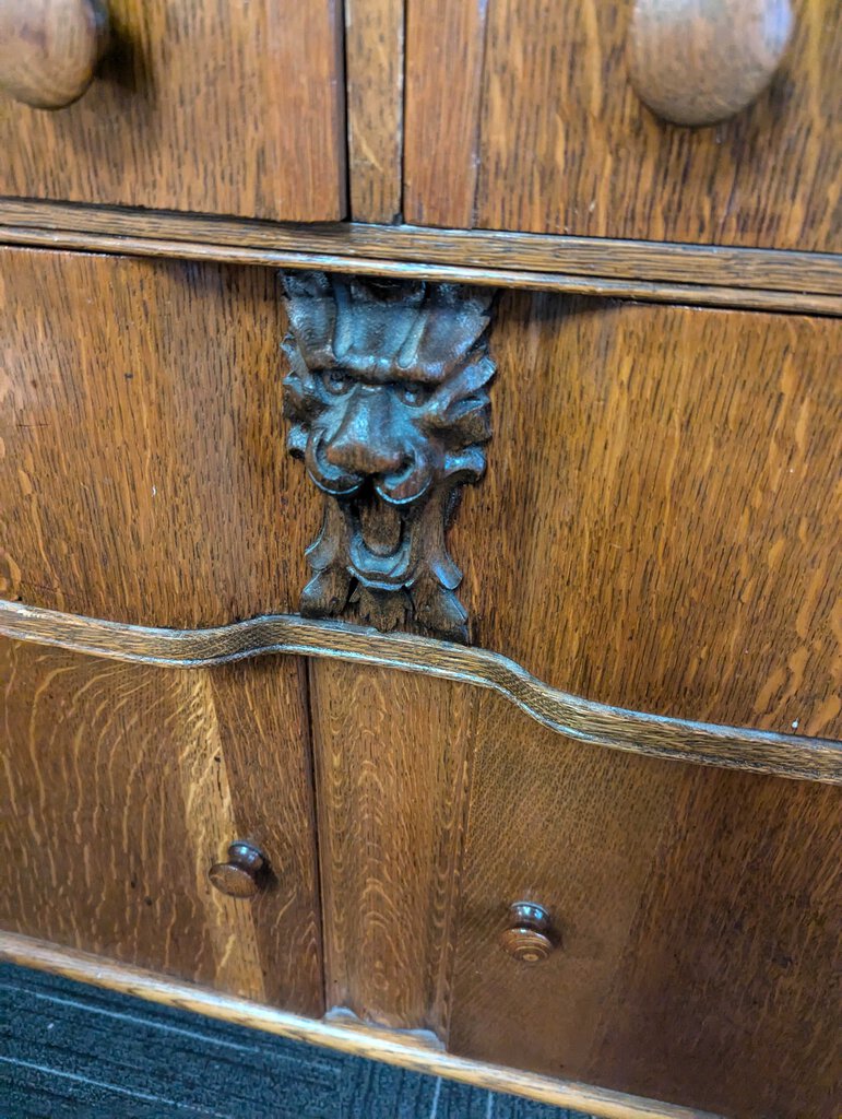 Antique Oak Sideboard With Mirror