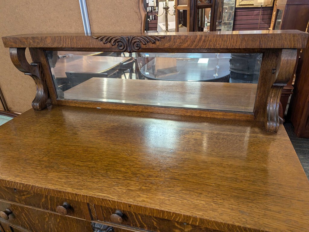 Antique Oak Sideboard With Mirror