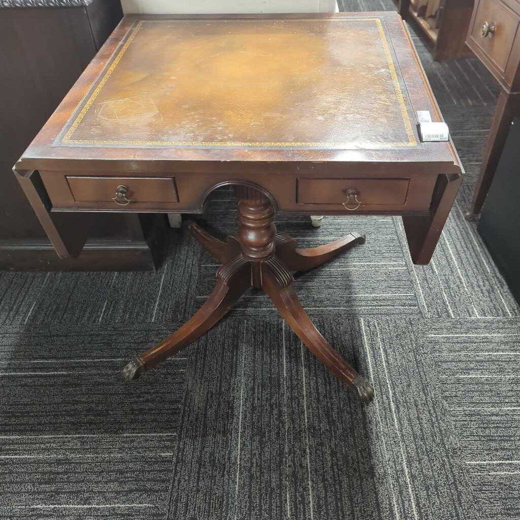 Leather Top Side Table