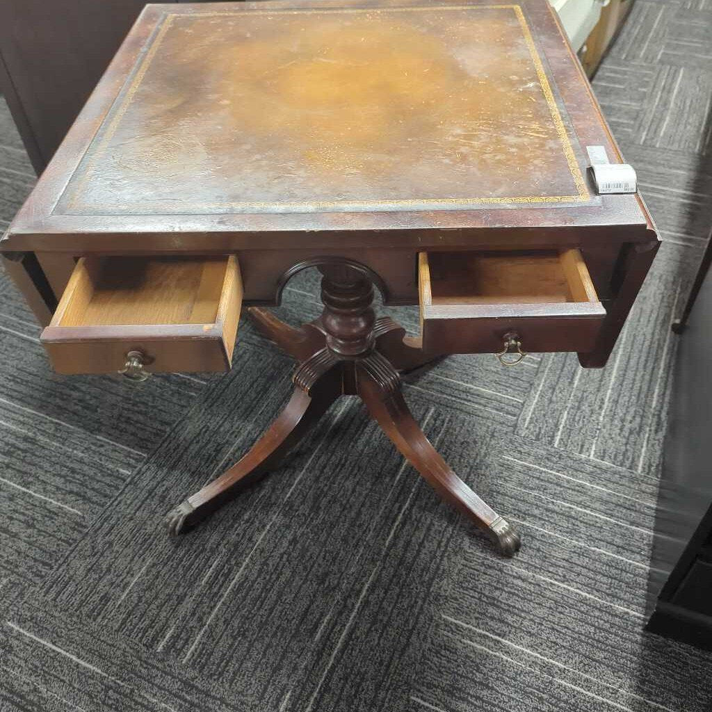 Leather Top Side Table