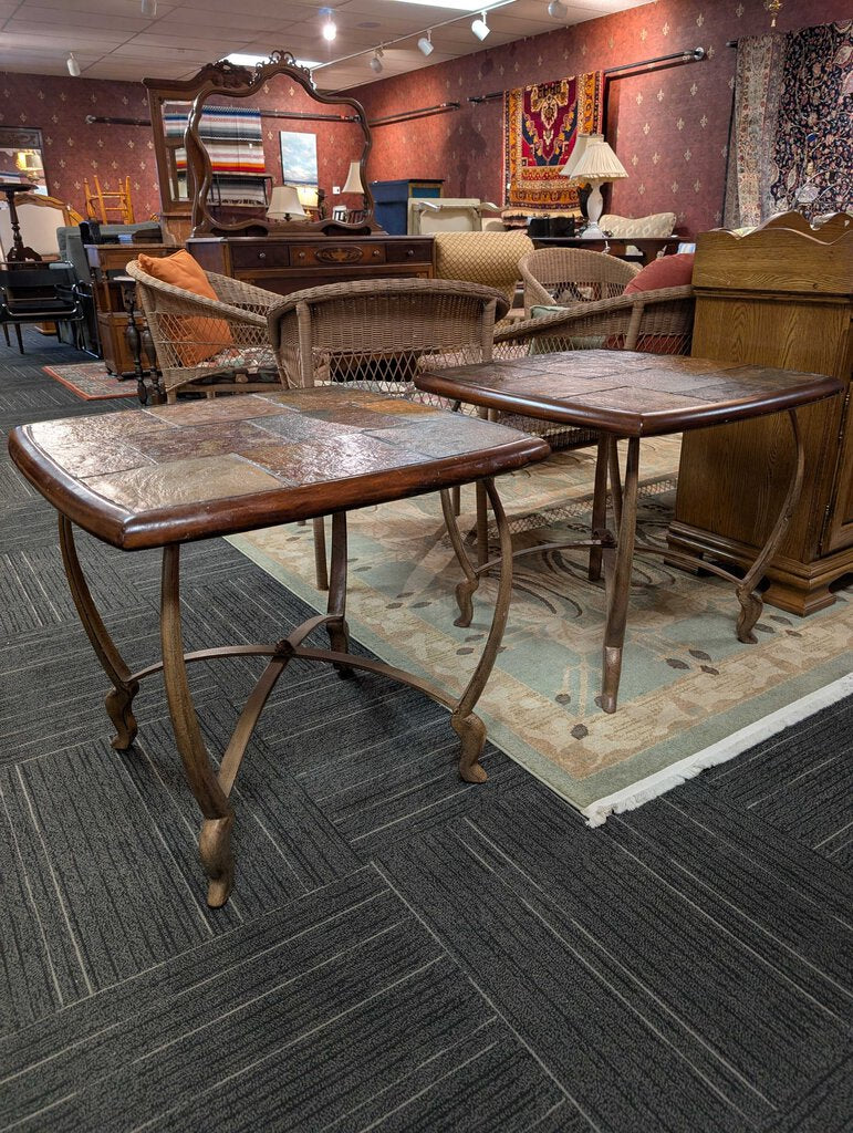 Pair of Stone Top End Tables