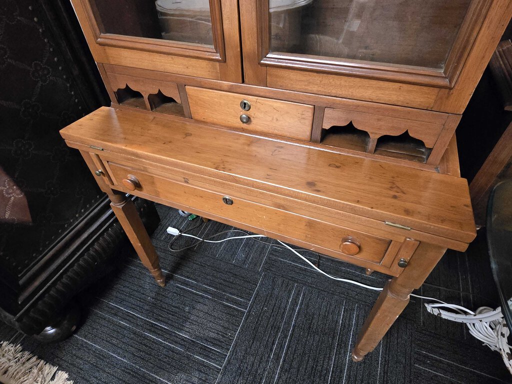 Country Pine Desk w/ Bookcase Top Circa 1850