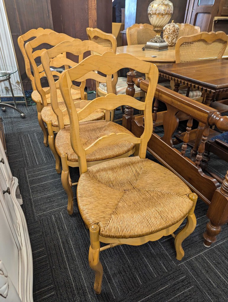 Four French Ladderback Chairs w/ Rush Seats