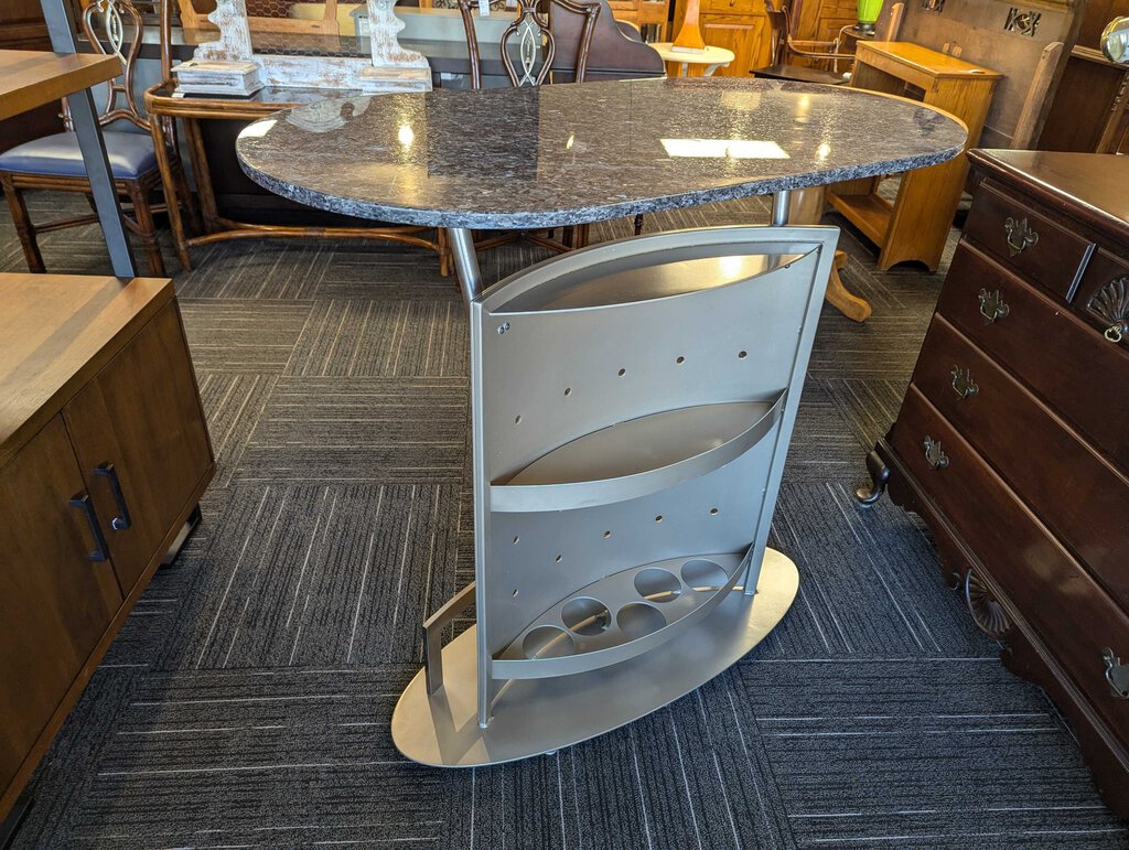 Contemporary Granite Top Metal Home Bar