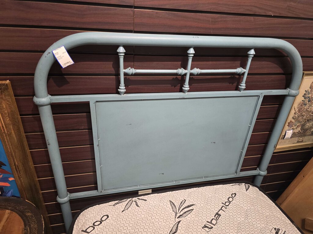 Distressed Blue Metal Twin Size Headboard