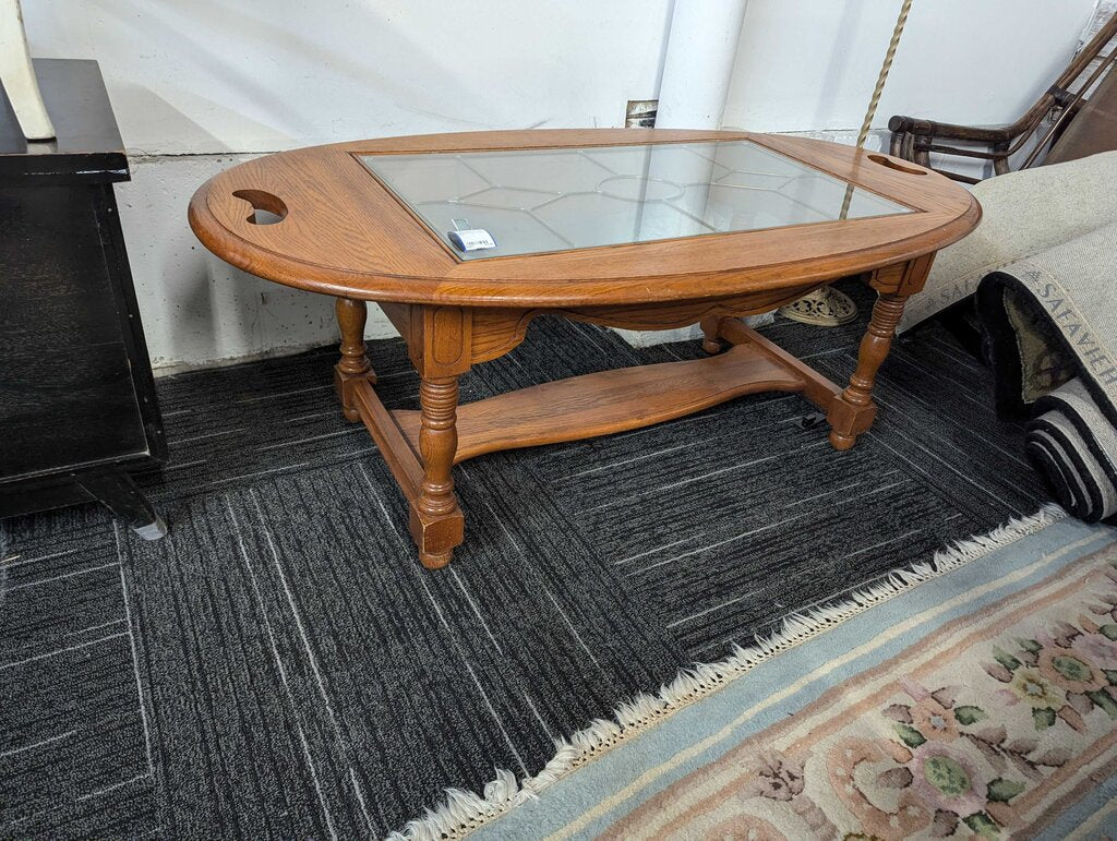 Oak Glass Top Coffee Table