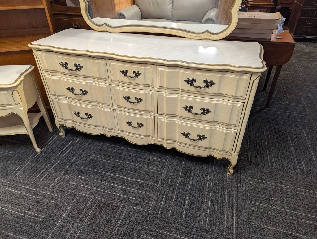 Vintage French Provincial Dresser With Mirror