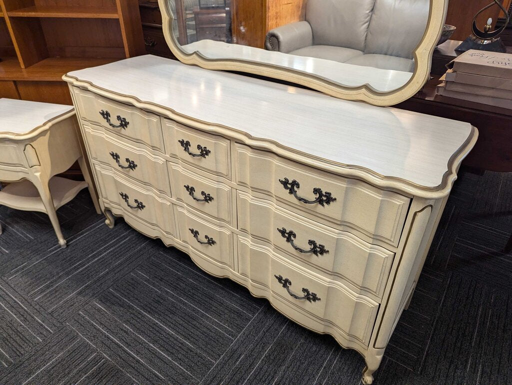 Vintage French Provincial Dresser With Mirror