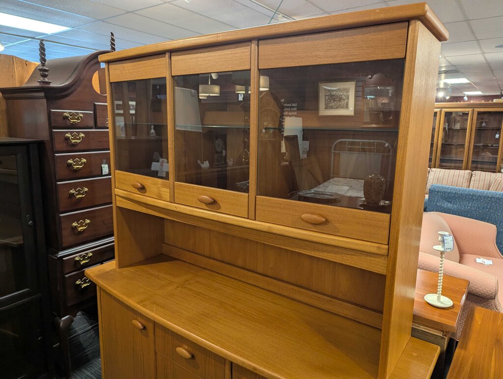 Modern Teak Veneer Display Cabinet