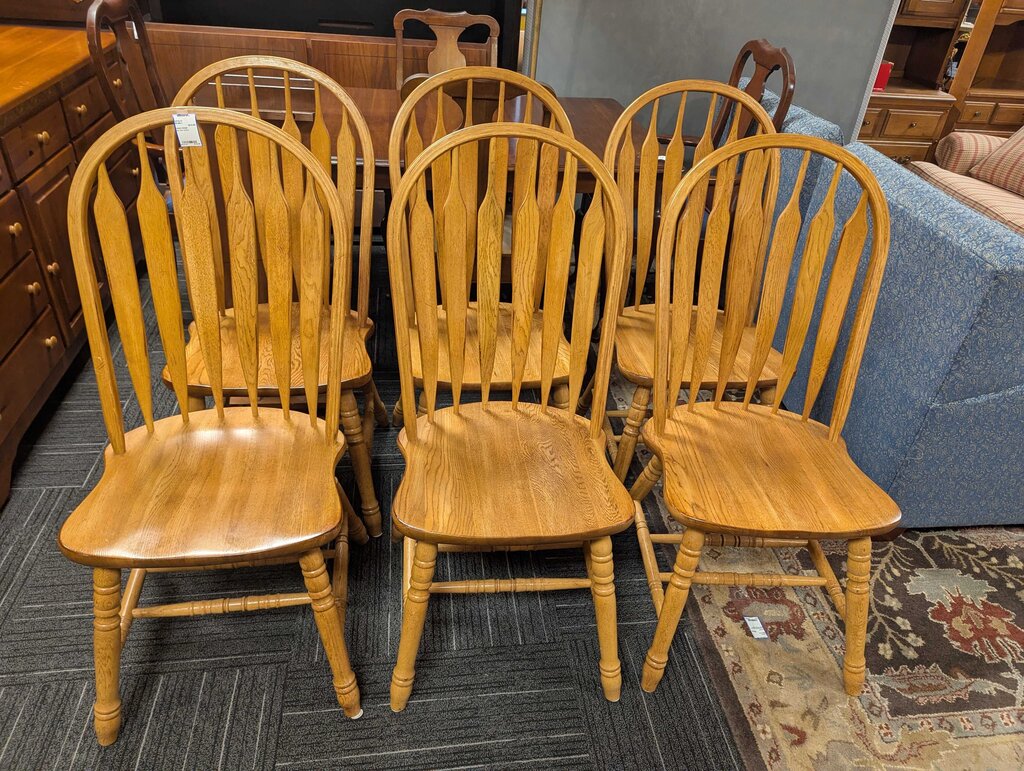 Six Oak Dining Room Chairs