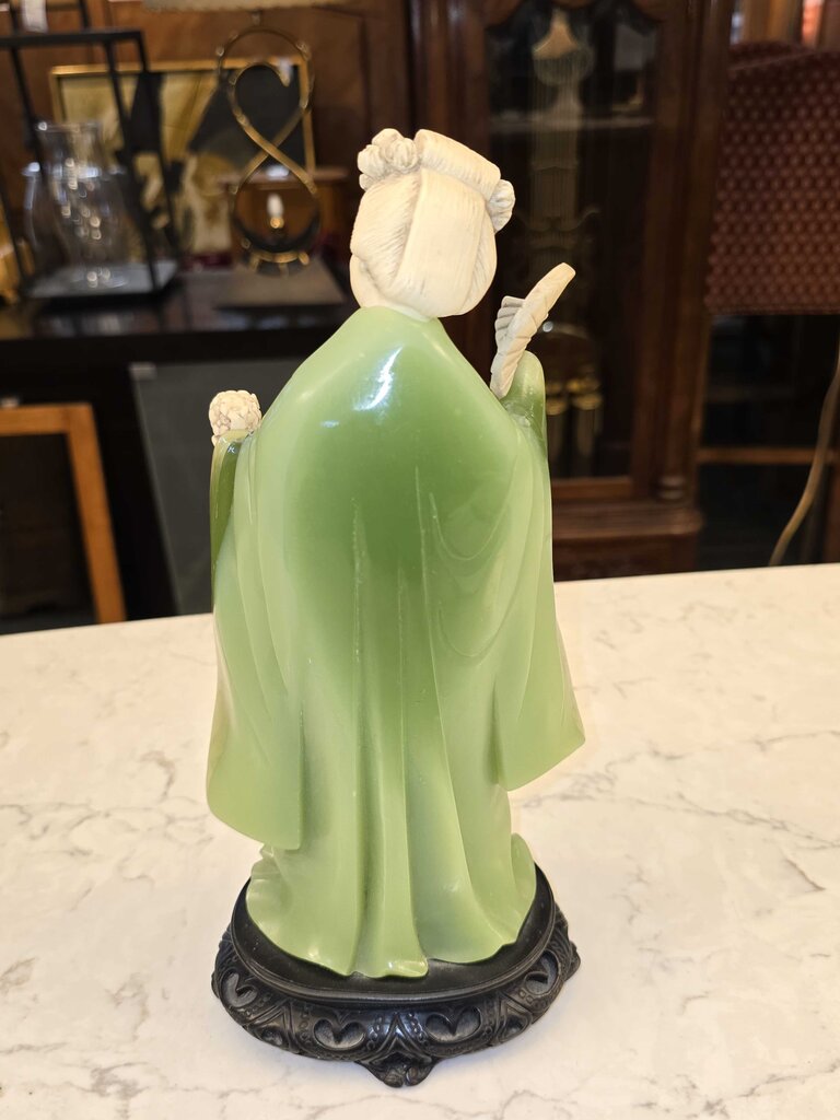 Vintage Geisha Asian Faux Jade Figurine