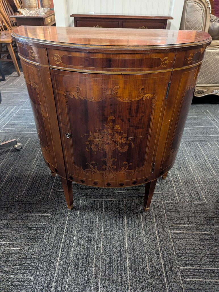 Mahogany Inlaid Demilune Entry Stand