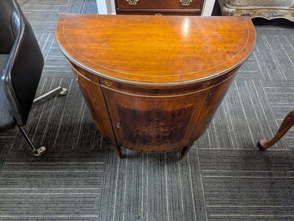 Mahogany Inlaid Demilune Entry Stand