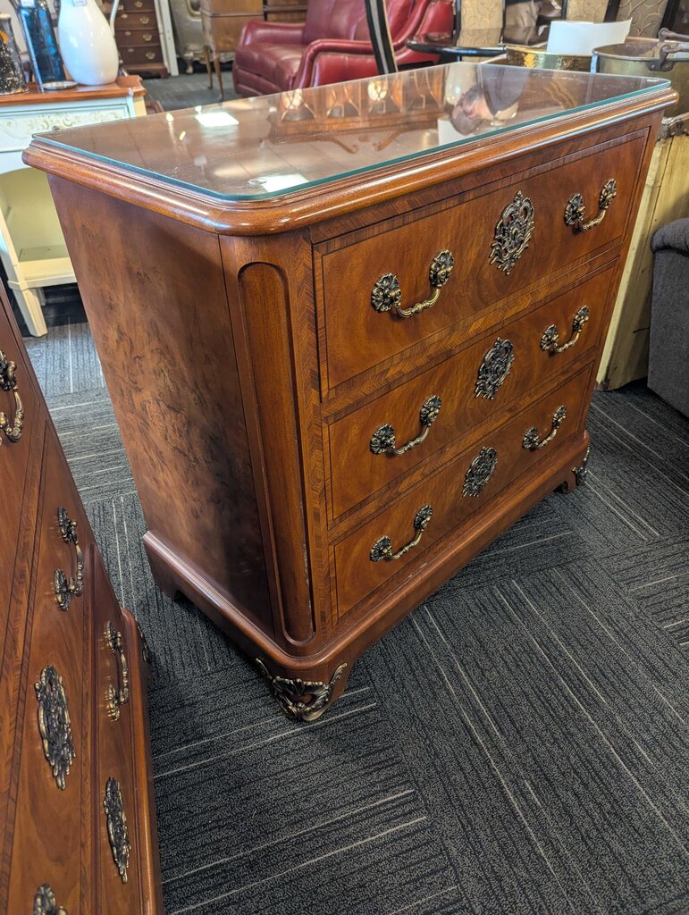 Burled Walnut Henredon Three Drawer Chest