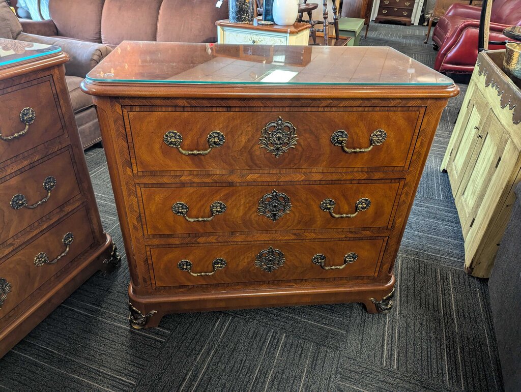 Burled Walnut Henredon Three Drawer Chest