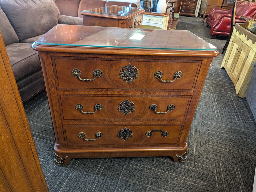 Burled Walnut Henredon Three Drawer Chest