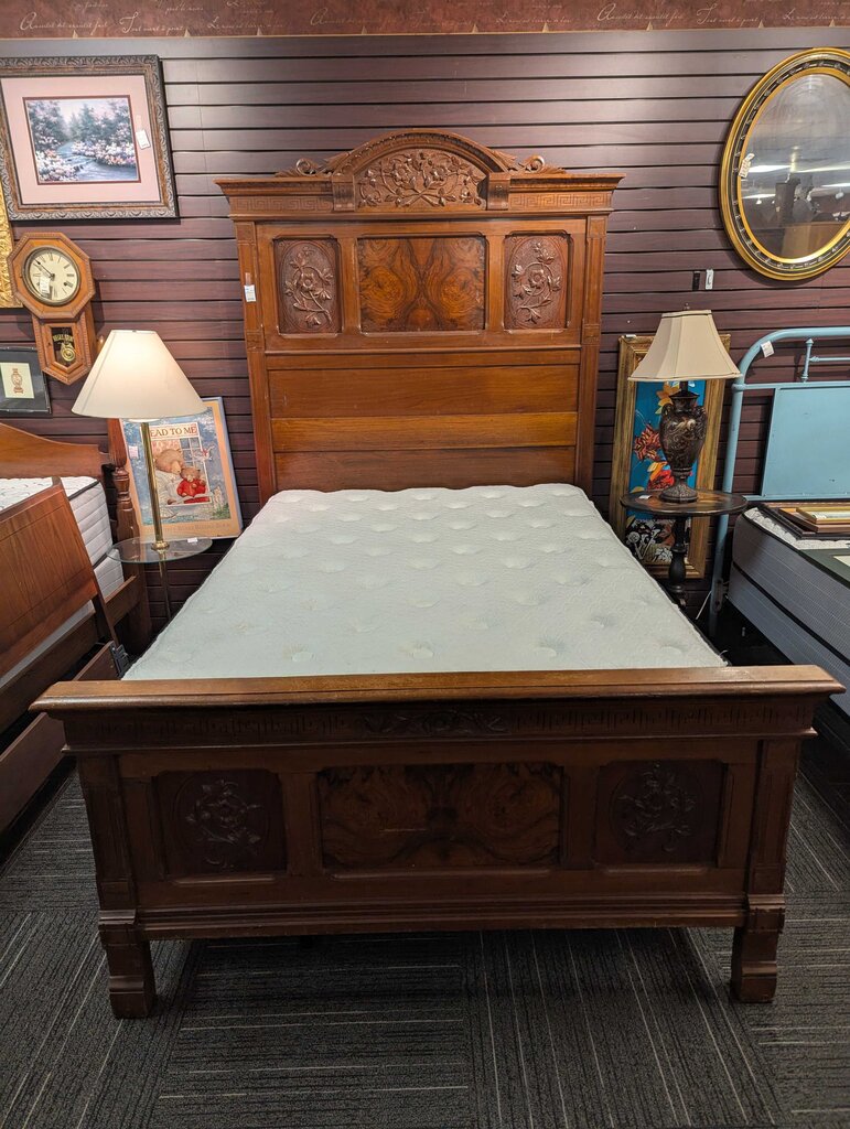 Antique Carved Full Size Bed