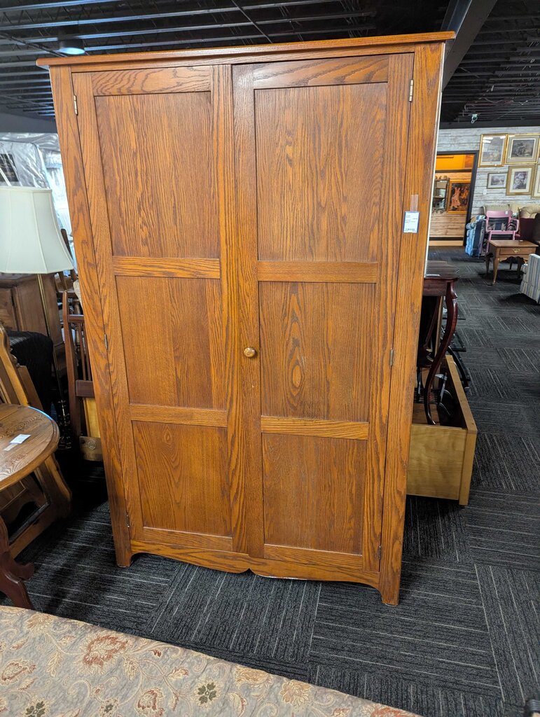 Large Oak Computer Armoire