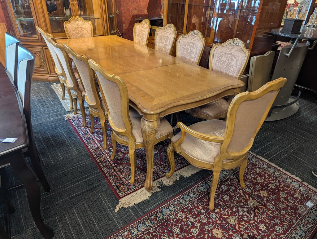 Designer Stunning French Dining Room Table w 10 French Chairs by Century