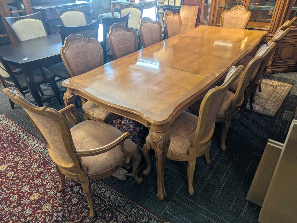 Designer Stunning French Dining Room Table w 10 French Chairs by Century
