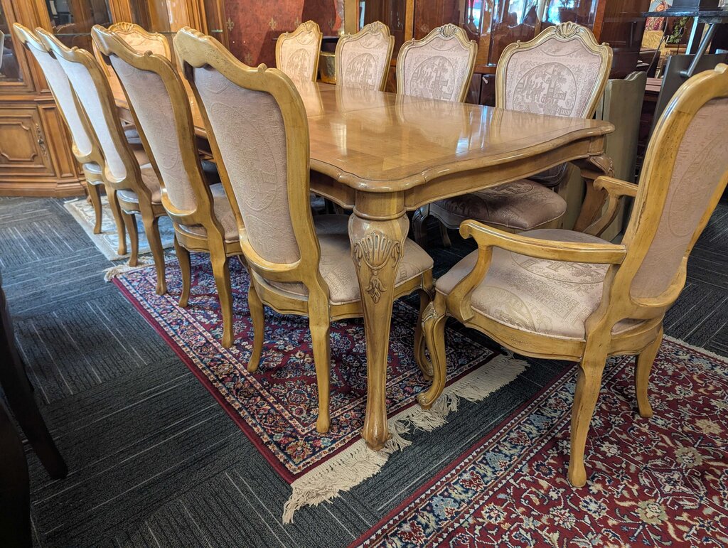 Designer Stunning French Dining Room Table w 10 French Chairs by Century