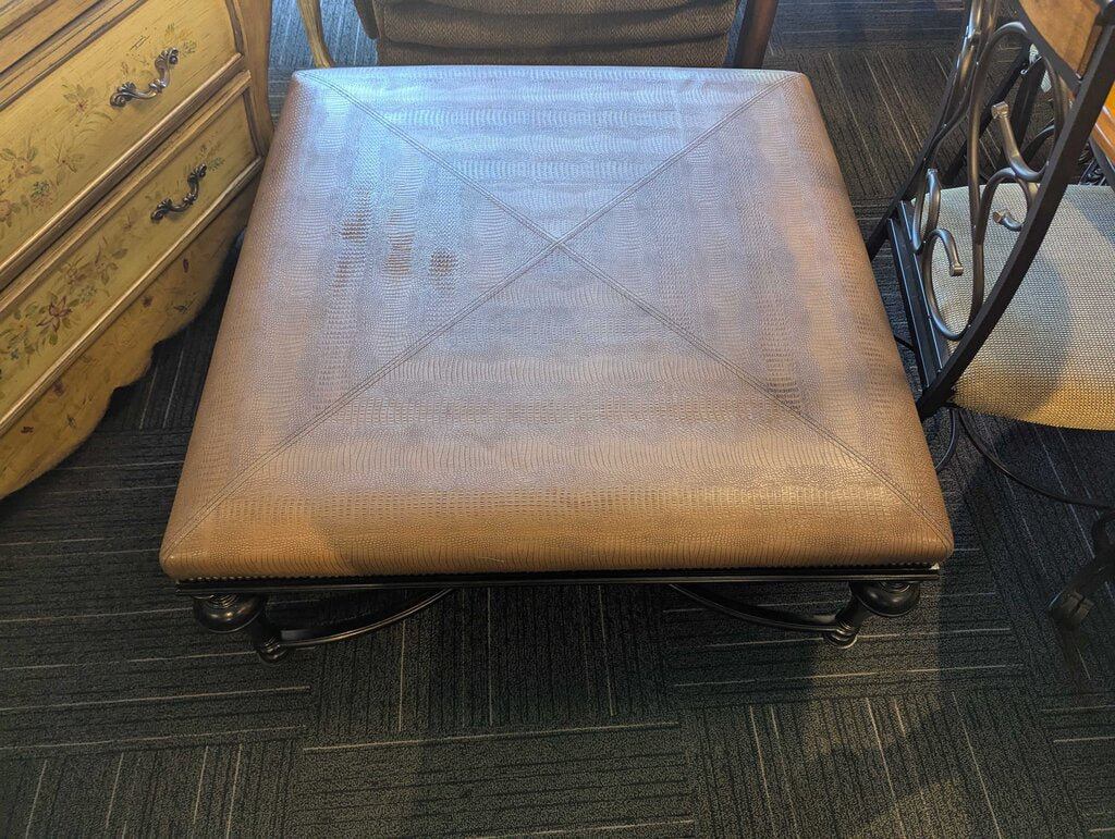 Large Faux Alligator Leather Coffee Table by Ethan Allen