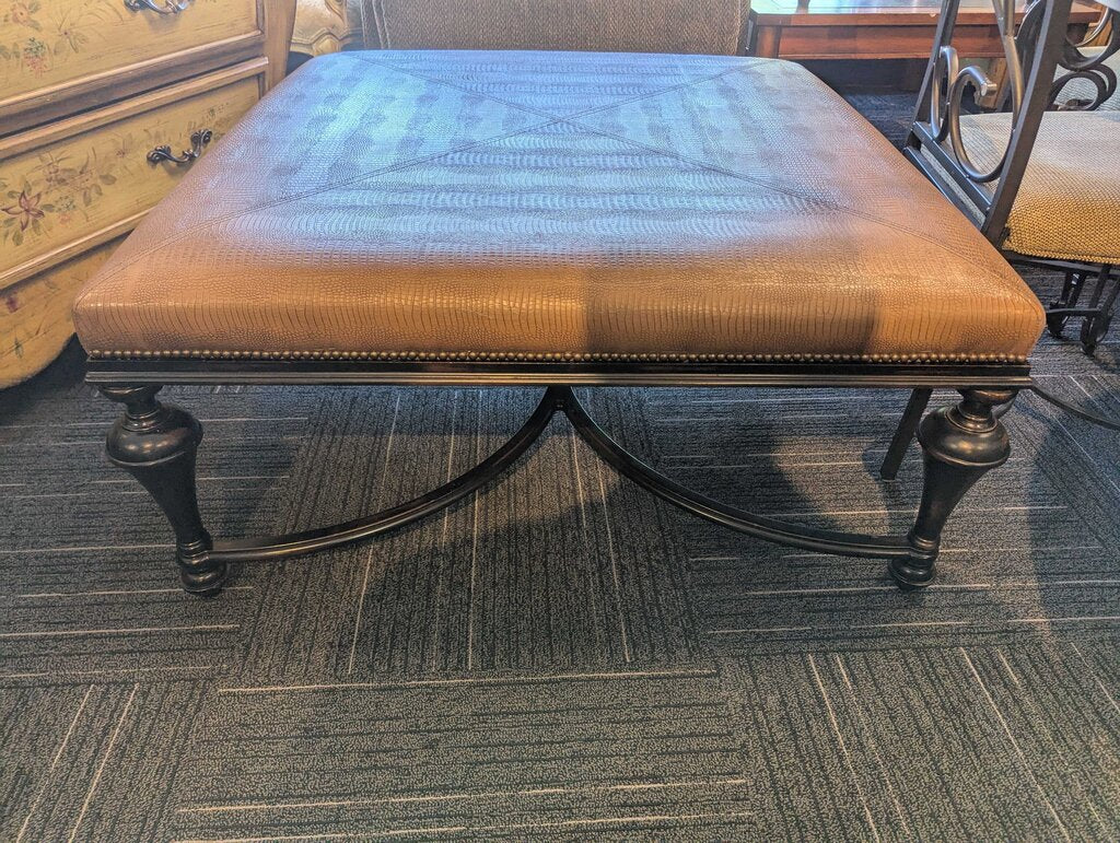 Large Faux Alligator Leather Coffee Table by Ethan Allen