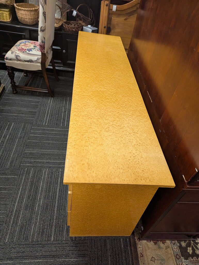 Contemporary Modern Birds Eye Maple Six Drawer Dresser
