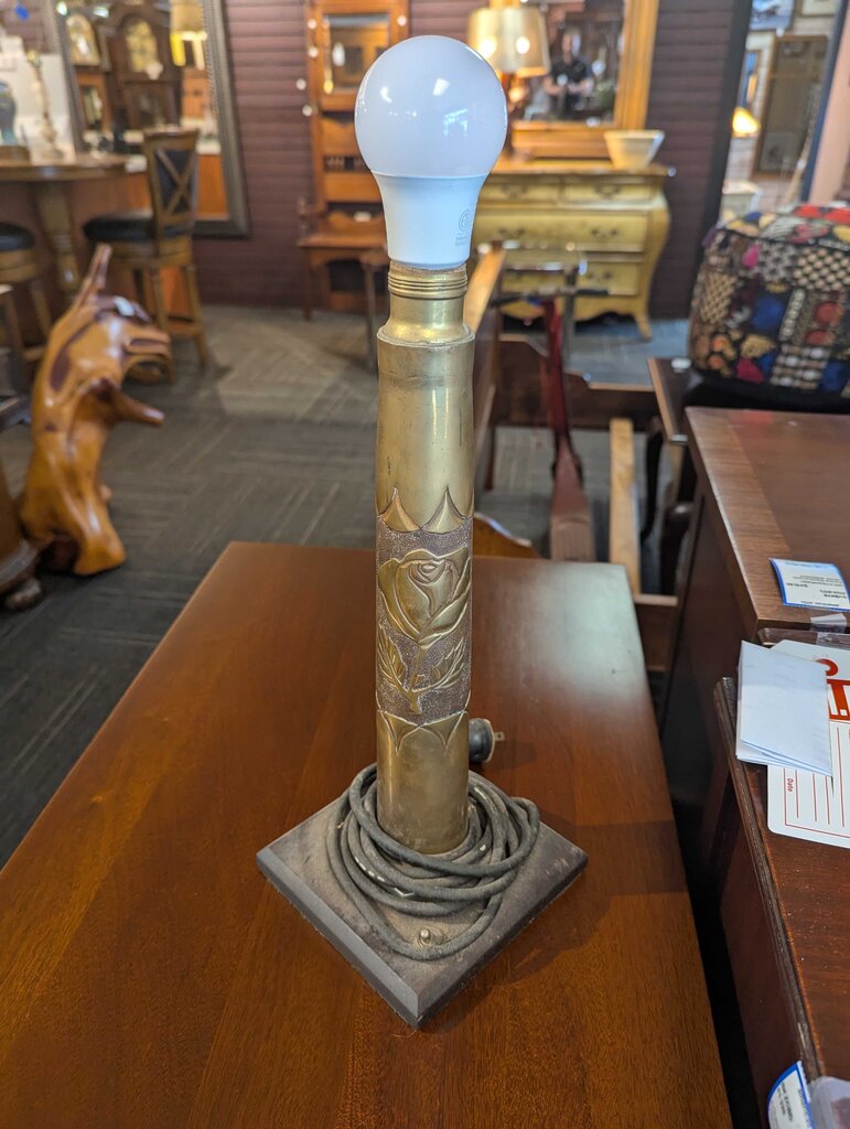 WWII Era Vintage Trench Art Lamp