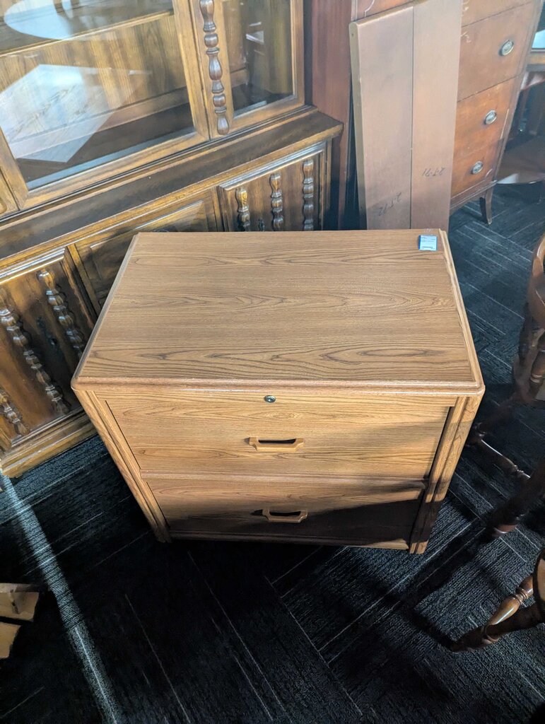 Oak Finish Lateral File Cabinet