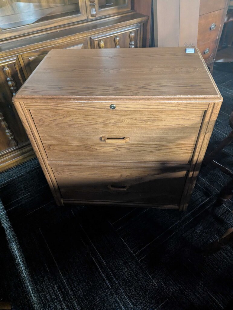 Oak Finish Lateral File Cabinet