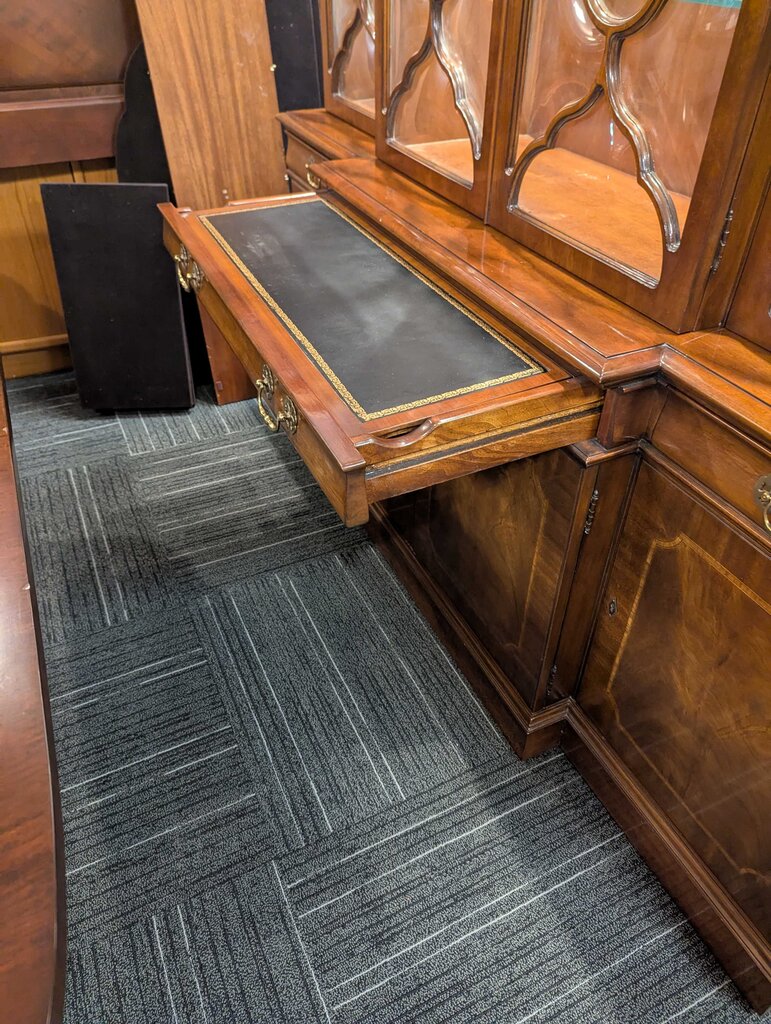 Formal Solid Mahogany Karges Breakfront With Leather Writing Desk