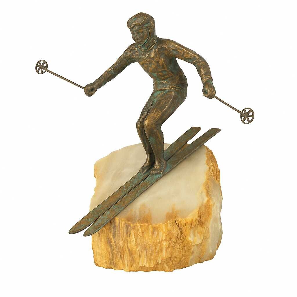 MCM Curtis Jere Bronze Skier Sculpture Circa 1960