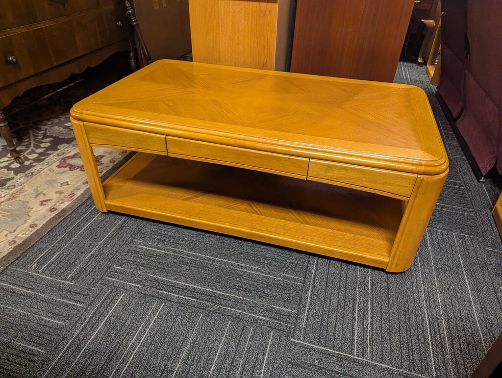 Oak Finish One Drawer Coffee Table